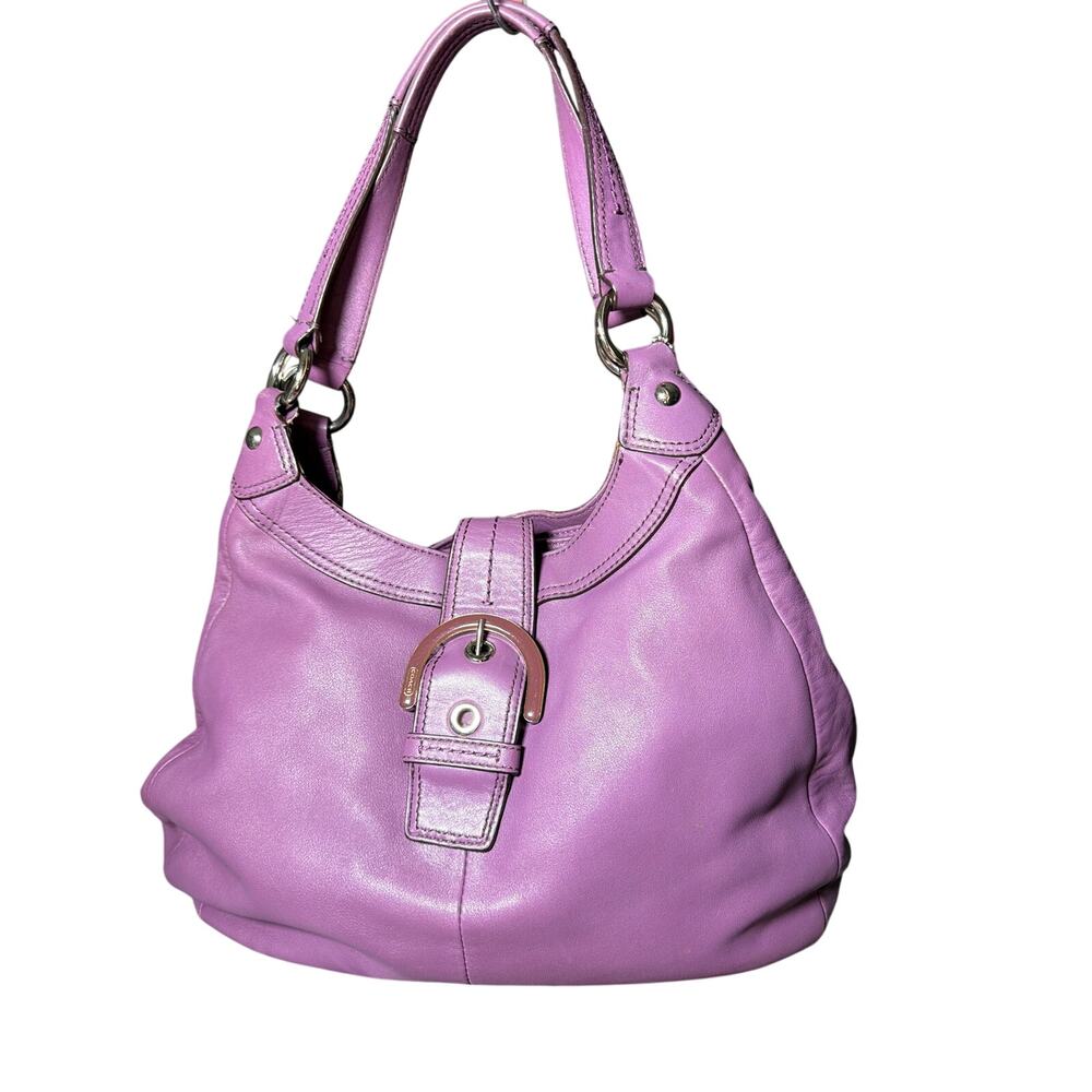 Coach Soho Lynn Hobo Bag Purple Lavender Leather Shoulder B - Picture 5 of 10